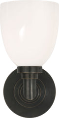 Wilton Single Bath Light | Bronze | White Glass