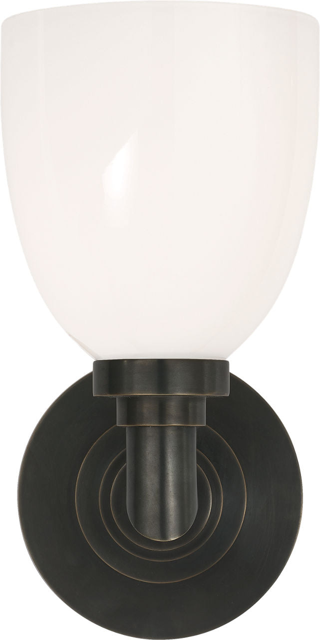 Wilton Single Bath Light | Bronze | White Glass