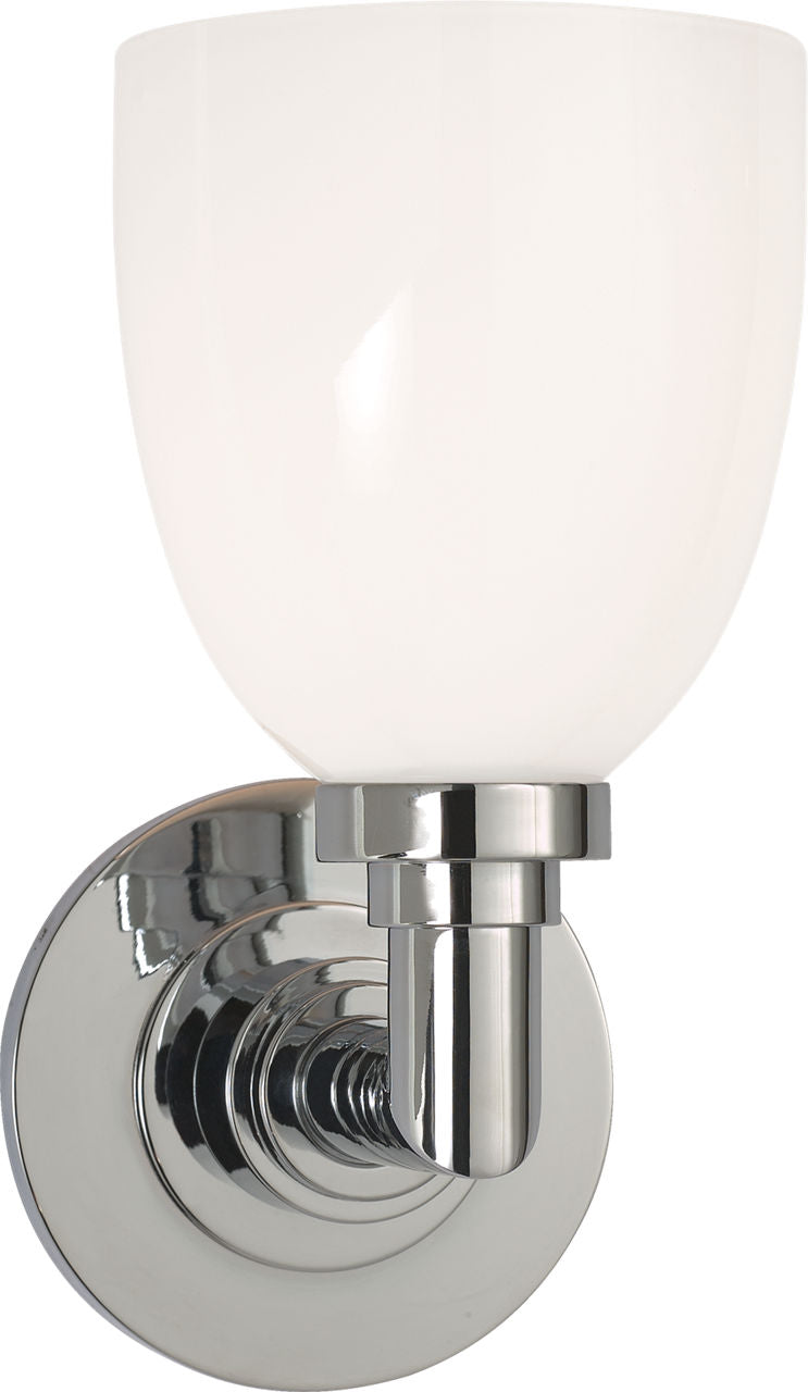 Wilton Single Bath Light | Chrome | White Glass