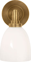 Wilton Single Bath Light | Hand-Rubbed Antique Brass | White Glass