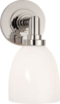 Wilton Single Bath Light | Polished Nickel | White Glass