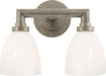 Wilton Double Bath Light | Antique Nickel | White Glass