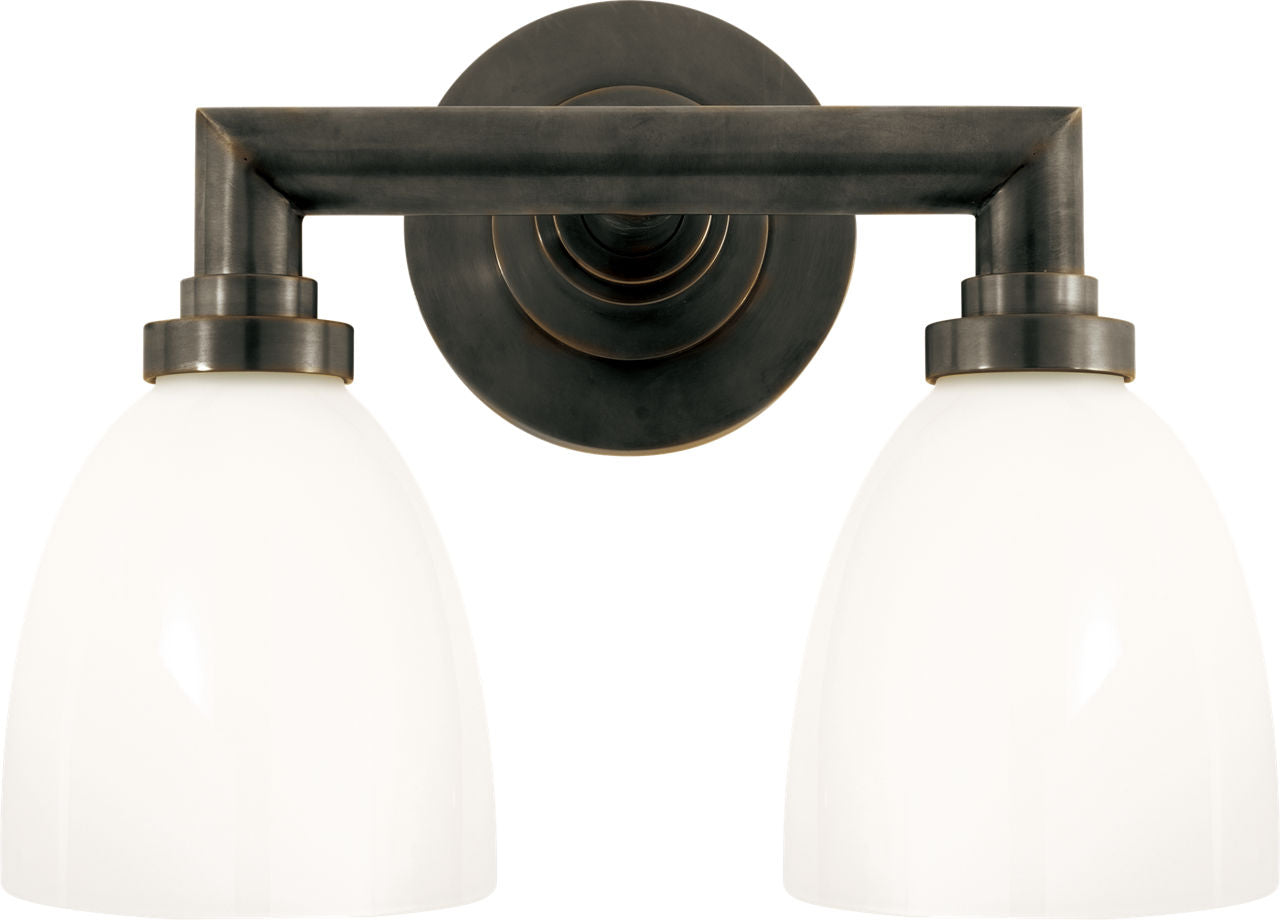 Wilton Double Bath Light | Bronze | White Glass