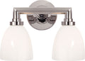 Wilton Double Bath Light | Chrome | White Glass