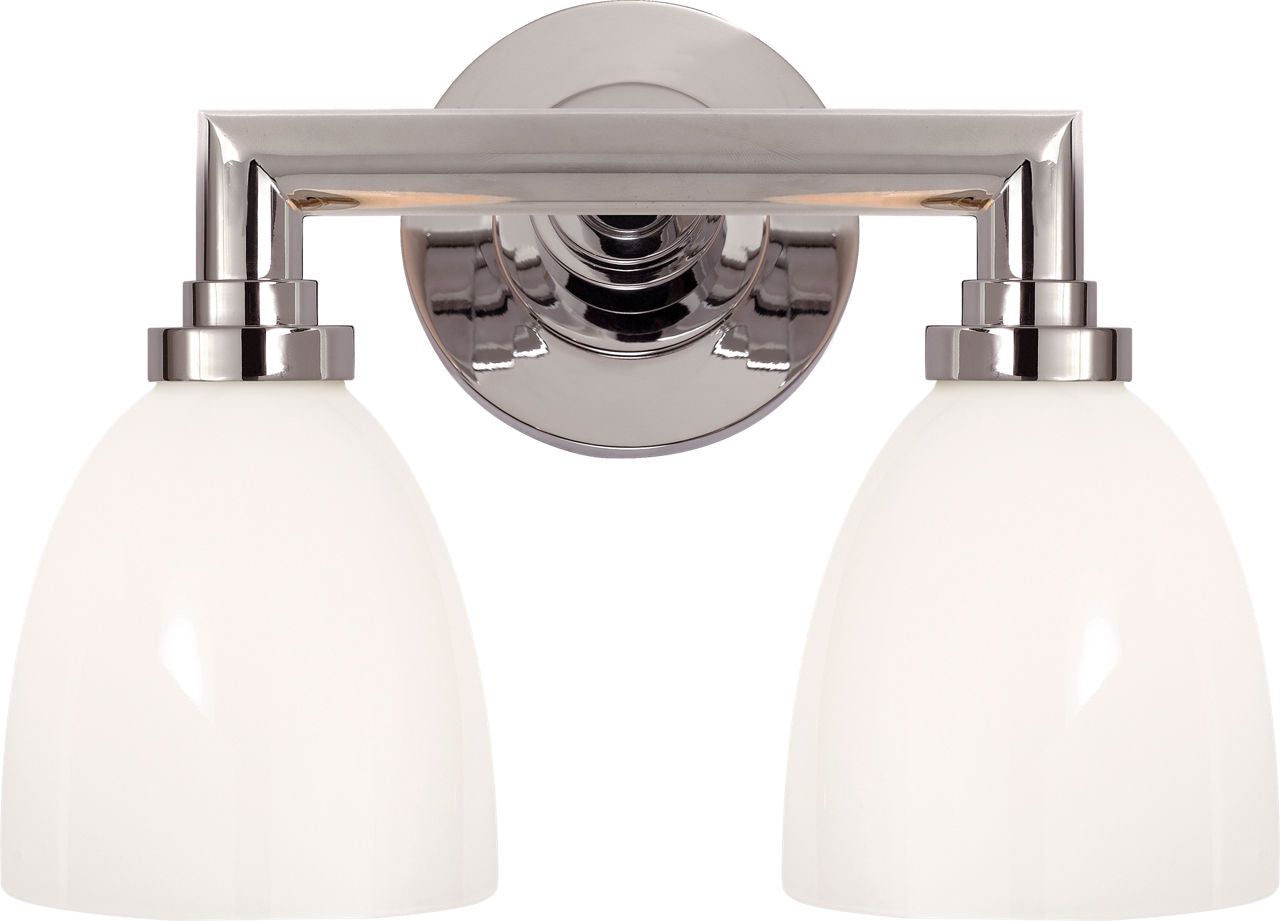 Wilton Double Bath Light | Chrome | White Glass
