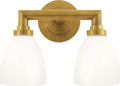 Wilton Double Bath Light | Hand-Rubbed Antique Brass | White Glass