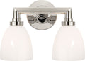 Wilton Double Bath Light | Polished Nickel | White Glass