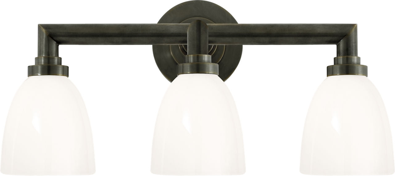 Wilton Triple Bath Light | Bronze | White Glass