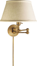 Boston Swing Arm | Hand-Rubbed Antique Brass | Linen Shade