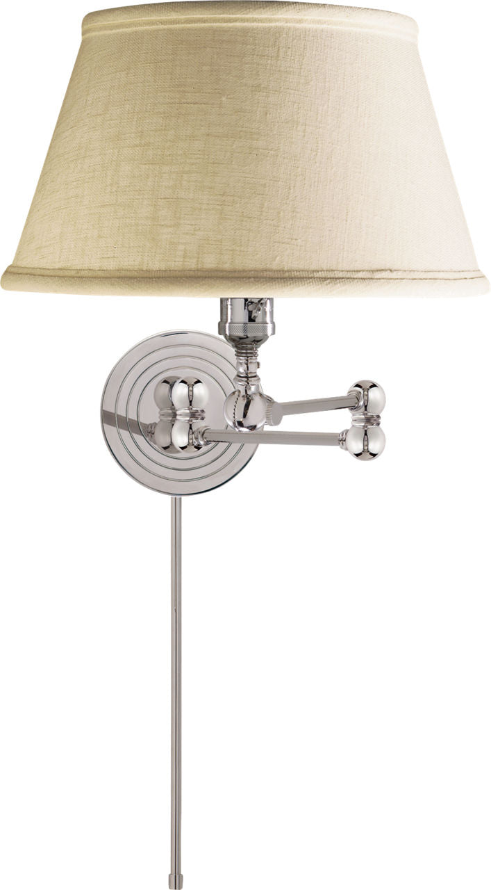 Boston Swing Arm | Polished Nickel | Linen Shade