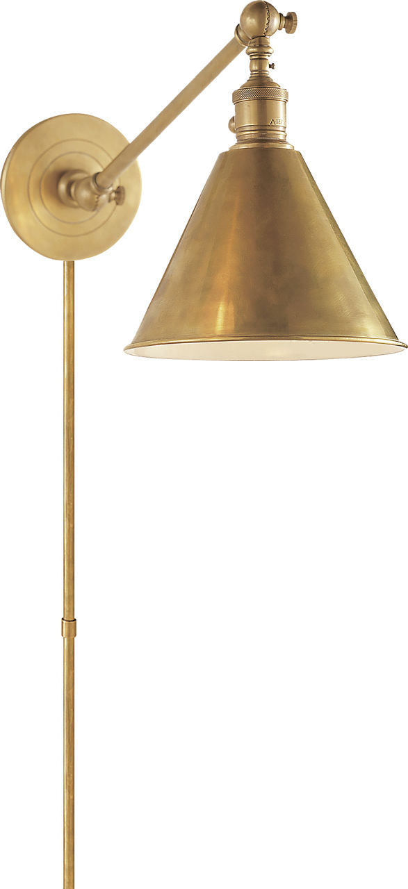 Boston Functional Single Arm Library Light | Hand-Rubbed Antique Brass
