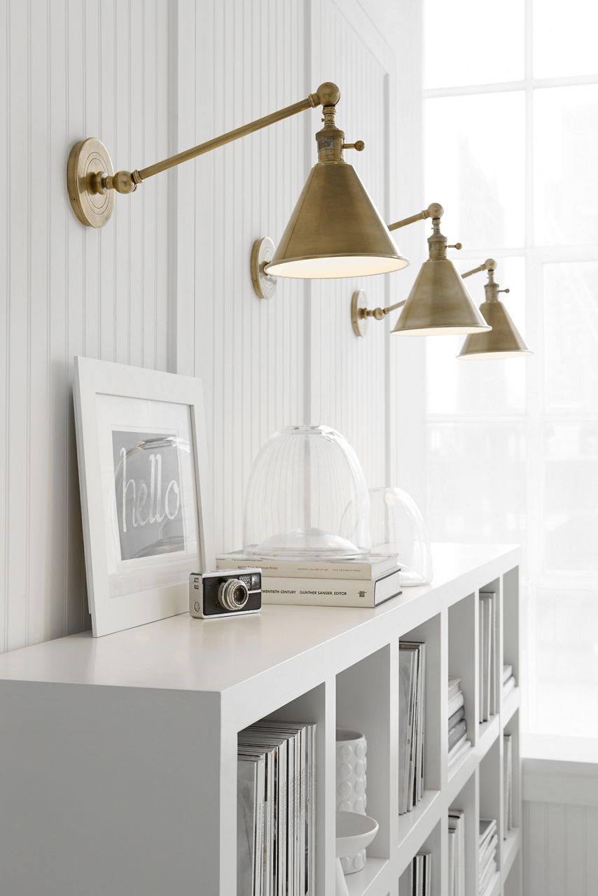 Boston Functional Single Arm Library Light | Hand-Rubbed Antique Brass