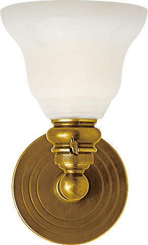 Boston Functional Single Light | Hand-Rubbed Antique Brass | White Glass
