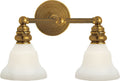 Boston Functional Double Light | Hand-Rubbed Antique Brass | White Glass