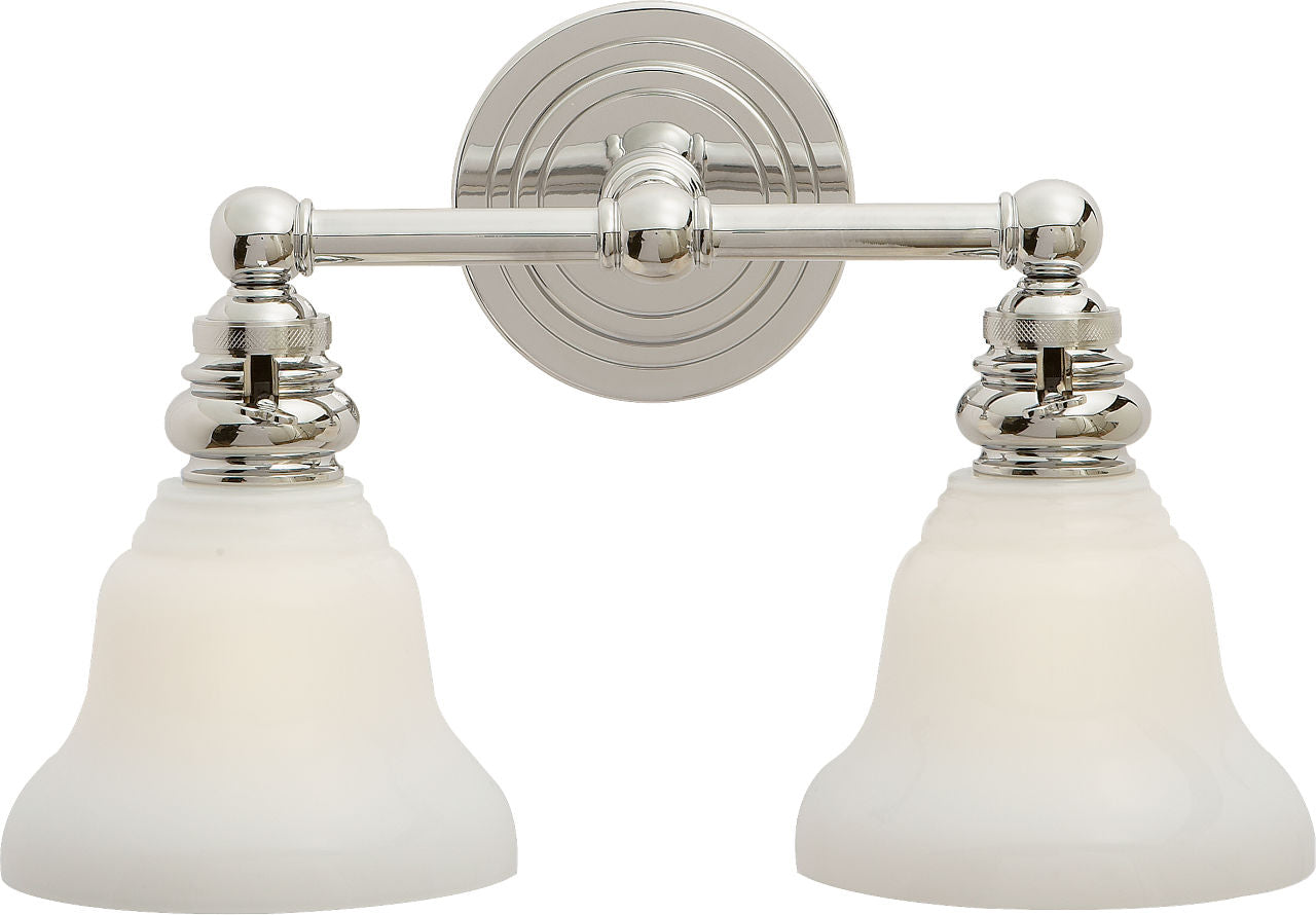 Boston Functional Double Light | Polished Nickel | White Glass
