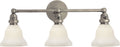 Boston Functional Triple Light | Antique Nickel | White Glass