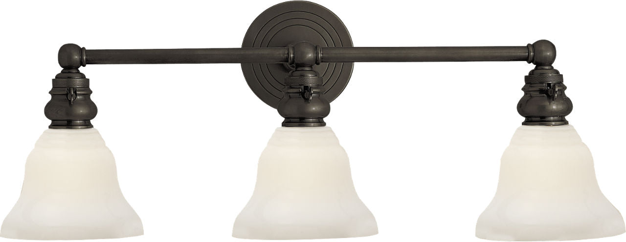 Boston Functional Triple Light | Bronze | White Glass