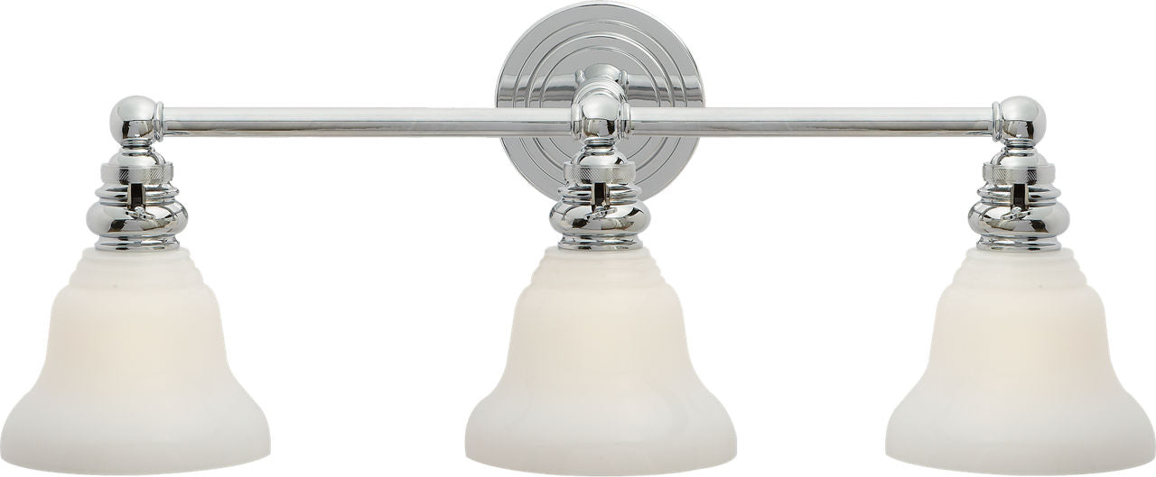 Boston Functional Triple Light | Polished Nickel | White Glass