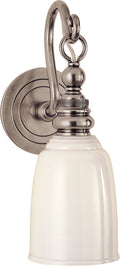 Boston Loop Arm Sconce | Antique Nickel | White Glass