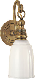 Boston Loop Arm Sconce | Hand-Rubbed Antique Brass | White Glass