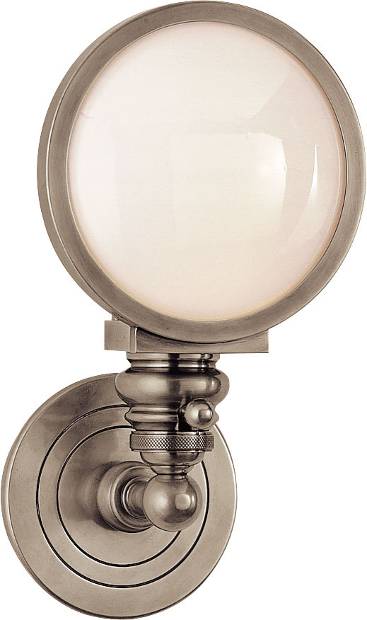 Boston Head Light Sconce | Antique Nickel | White Glass