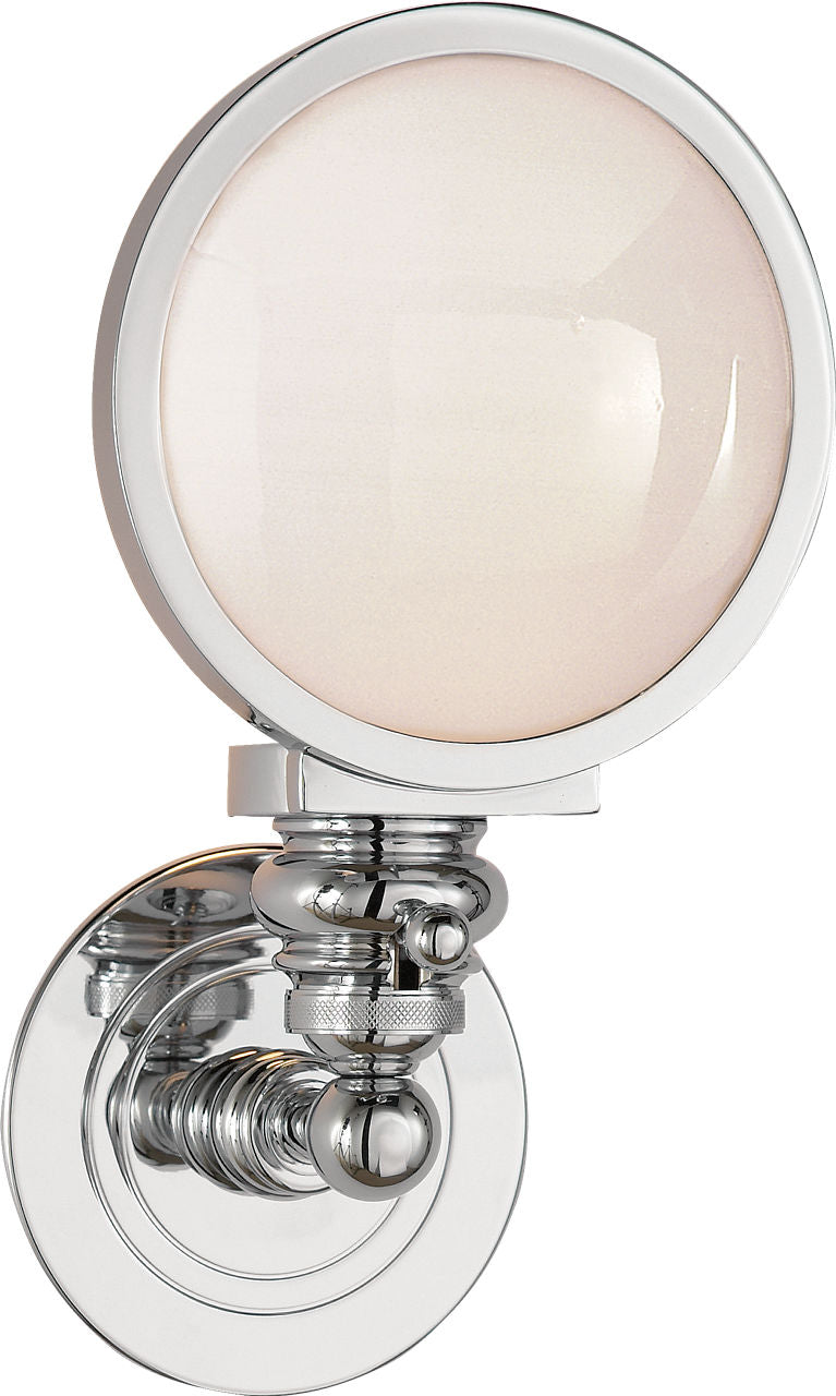 Boston Head Light Sconce | Chrome | White Glass