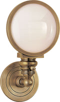 Boston Head Light Sconce | Hand-Rubbed Antique Brass | White Glass