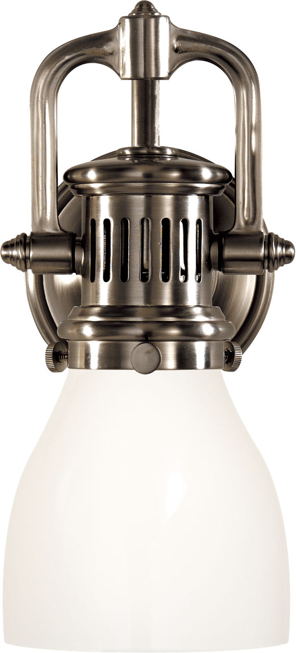 Yoke Suspended Sconce | Antique Nickel | White Glass