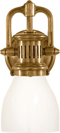 Yoke Suspended Sconce | Hand-Rubbed Antique Brass | White Glass