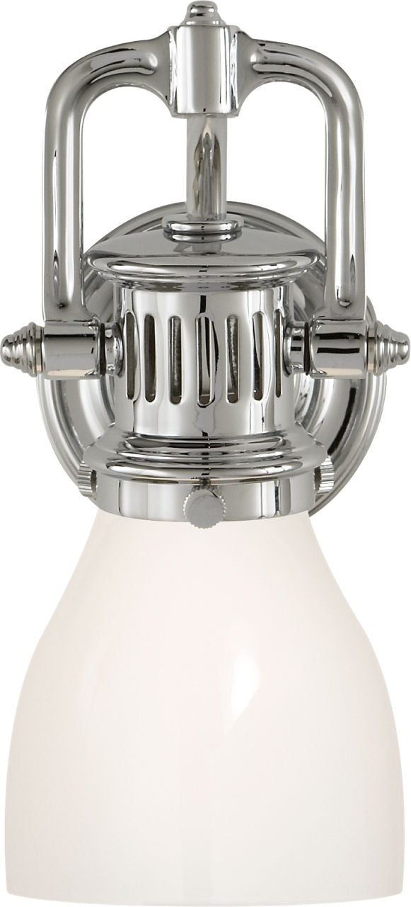 Yoke Suspended Sconce | Polished Nickel | White Glass