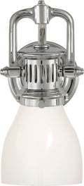 Yoke Suspended Sconce | Polished Nickel | White Glass