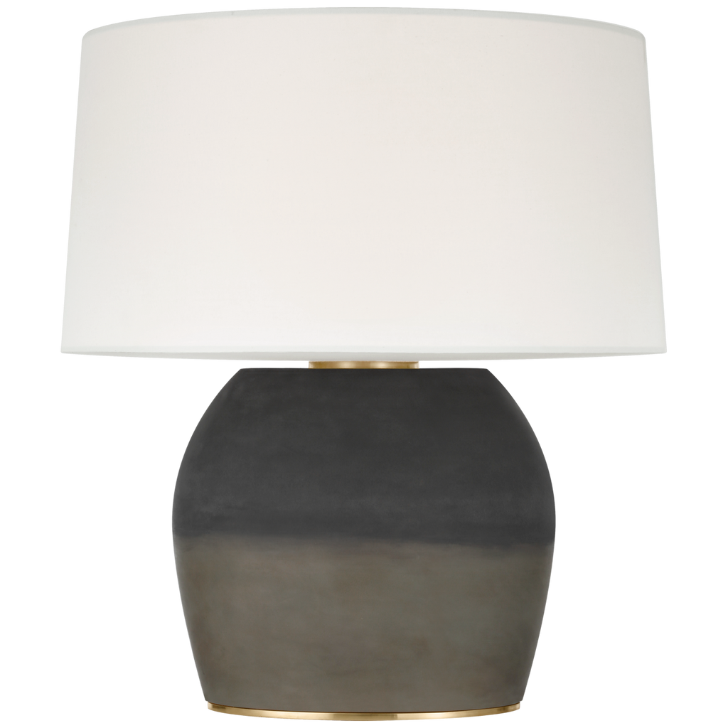 1969 26" Oval Form Table Lamp | Smoke on Goldenrod | Linen Shade