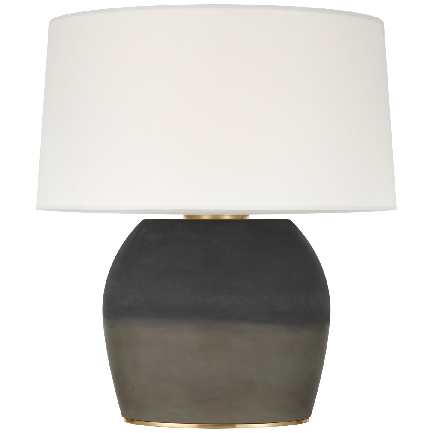 1969 26" Oval Form Table Lamp | Smoke on Goldenrod | Linen Shade