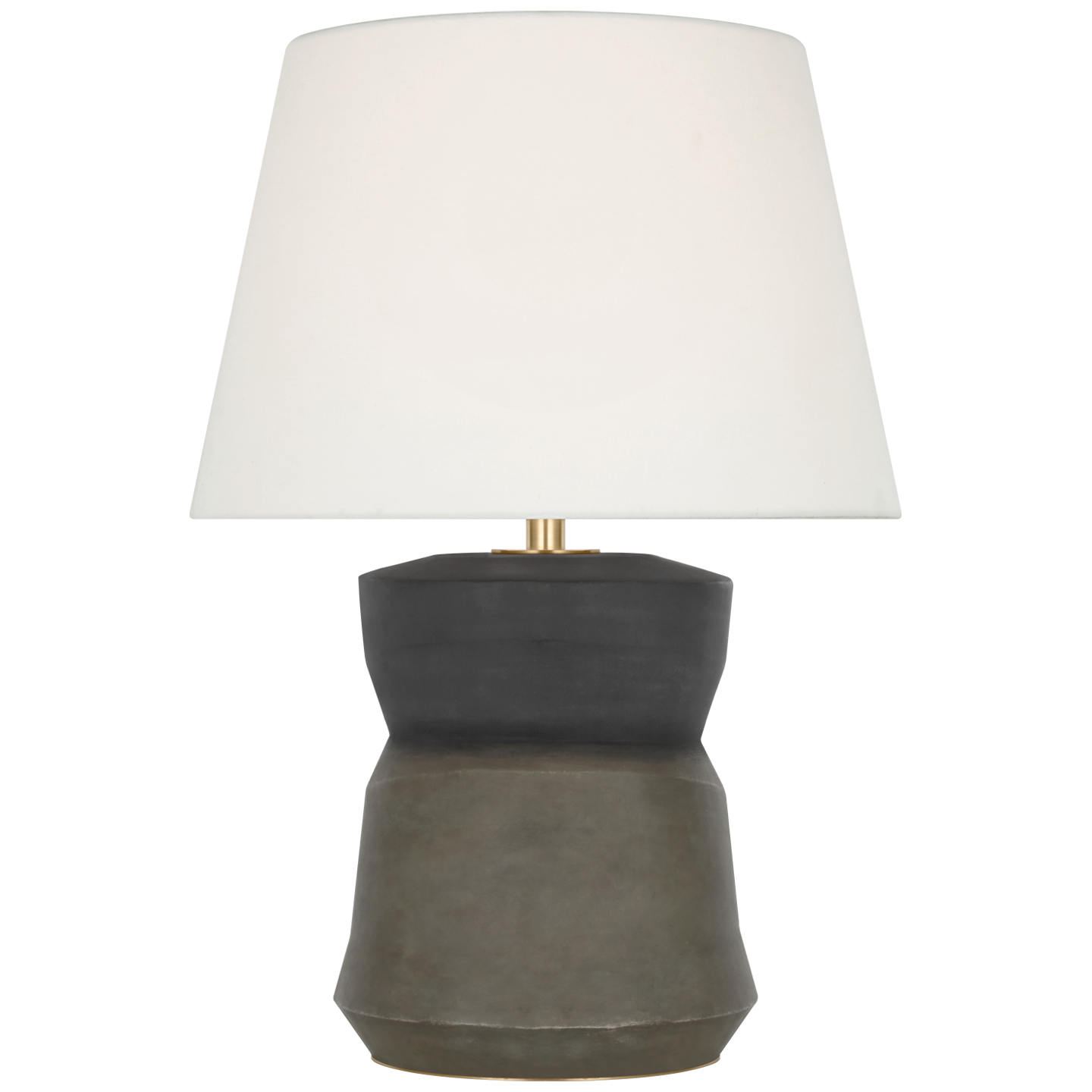 1953 26" Geometric Form Table Lamp | Smoke on Goldenrod | Linen Shade