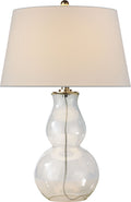 Open Bottom Gourd Table Lamp | Clear Glass | Linen Shade