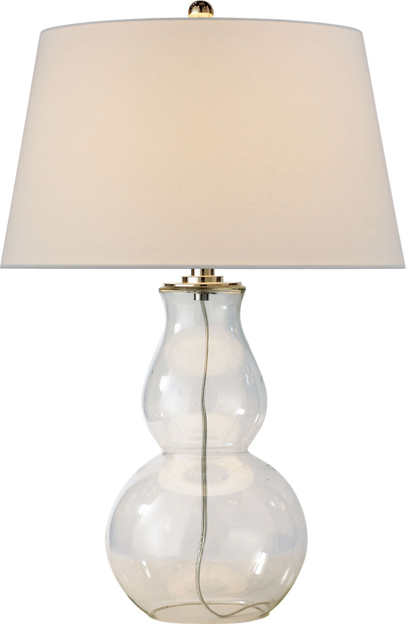 Open Bottom Gourd Table Lamp | Clear Glass | Linen Shade