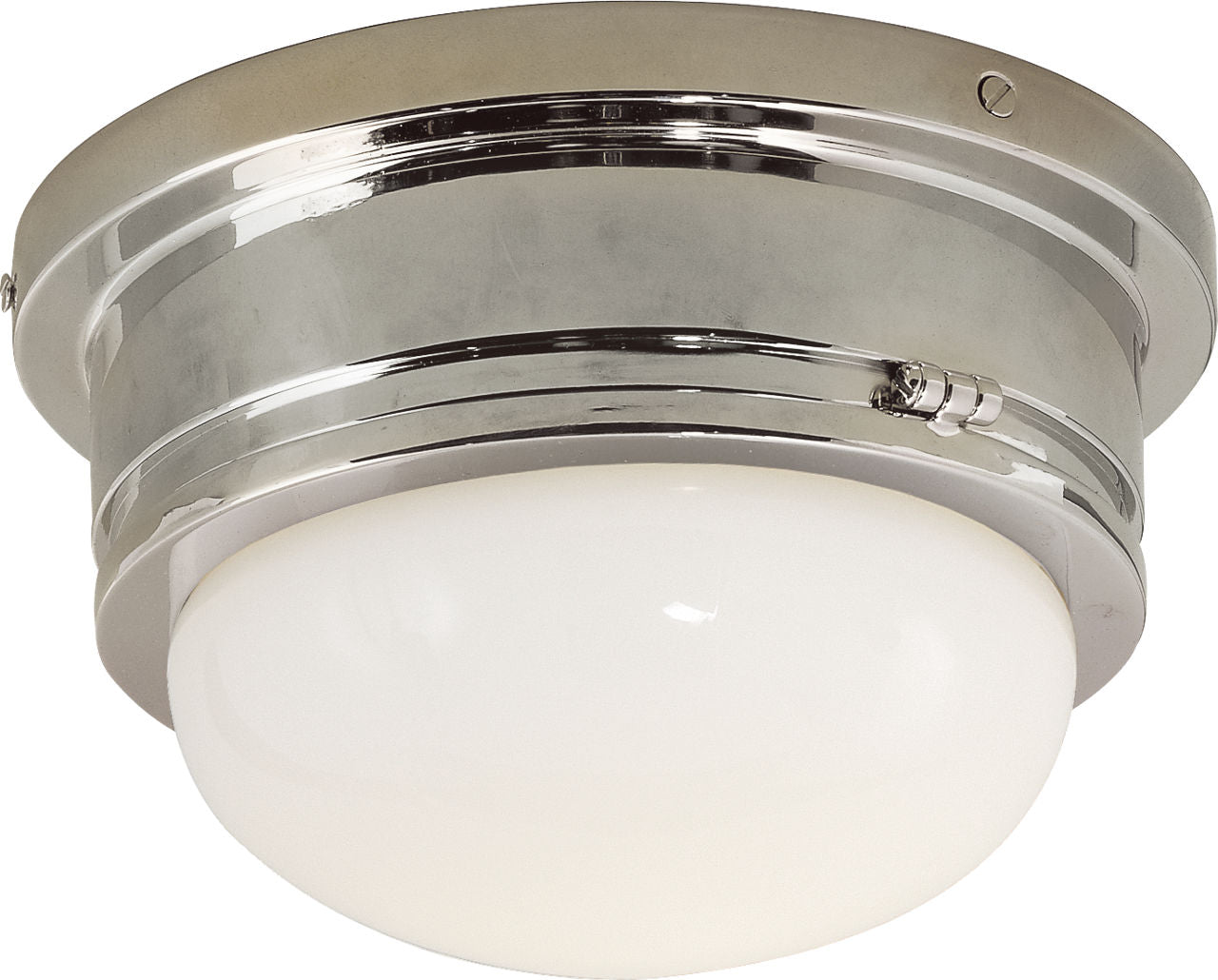 Marine Medium Flush Mount | Polished Nickel | White Glass