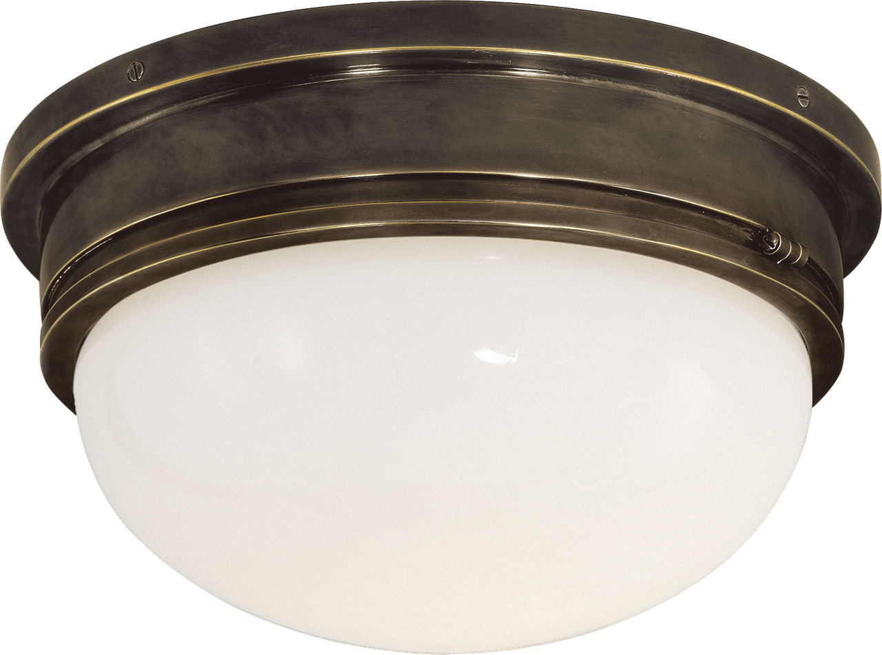 Marine Large Flush Mount | Bronze | White Glass