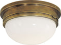 Marine Large Flush Mount | Hand-Rubbed Antique Brass | White Glass