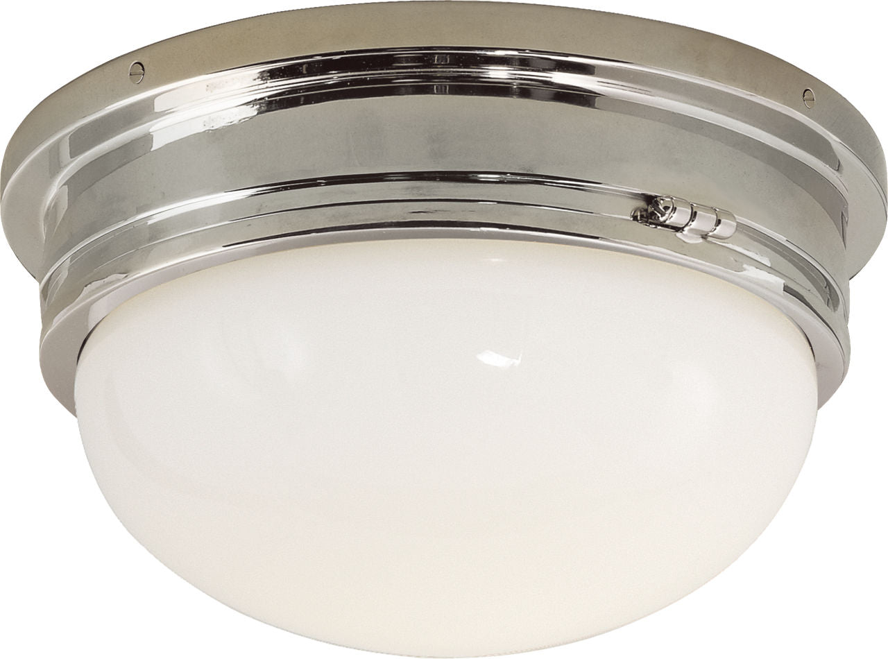 Marine Large Flush Mount | Polished Nickel | White Glass