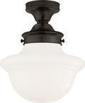 Edmond Flush Mount | Bronze | White School House Glass