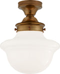 Edmond Flush Mount | Hand-Rubbed Antique Brass | White School House Glass