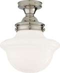 Edmond Flush Mount | Polished Nickel | White School House Glass