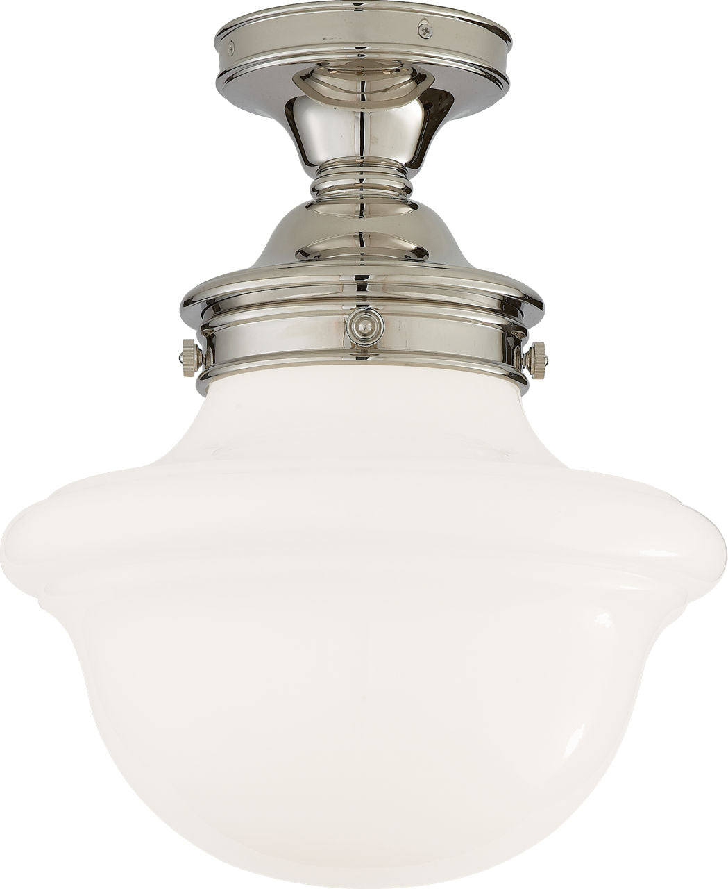 Edmond Flush Mount | Polished Nickel | White School House Glass