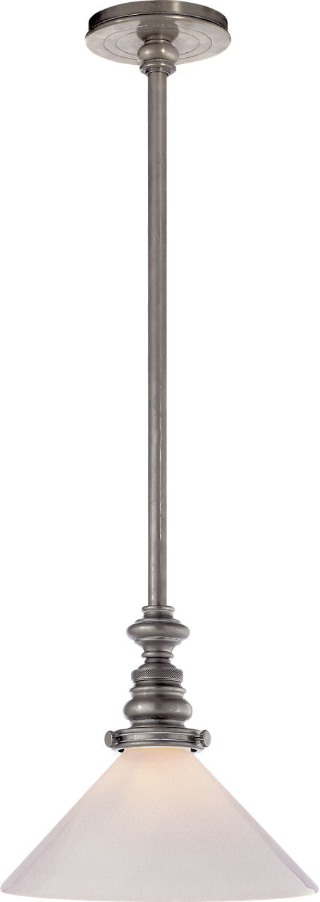 Boston Pendant | Antique Nickel | White Glass Slant Shade