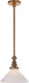 Boston Pendant | Hand-Rubbed Antique Brass | White Glass Slant Shade