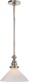 Boston Pendant | Polished Nickel | White Glass Slant Shade