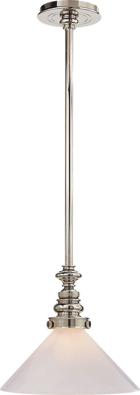 Boston Pendant | Polished Nickel | White Glass Slant Shade