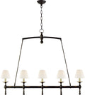 Classic Linear Chandelier | Bronze | Linen Shades