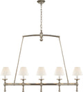 Classic Linear Chandelier | Polished Nickel | Linen Shades